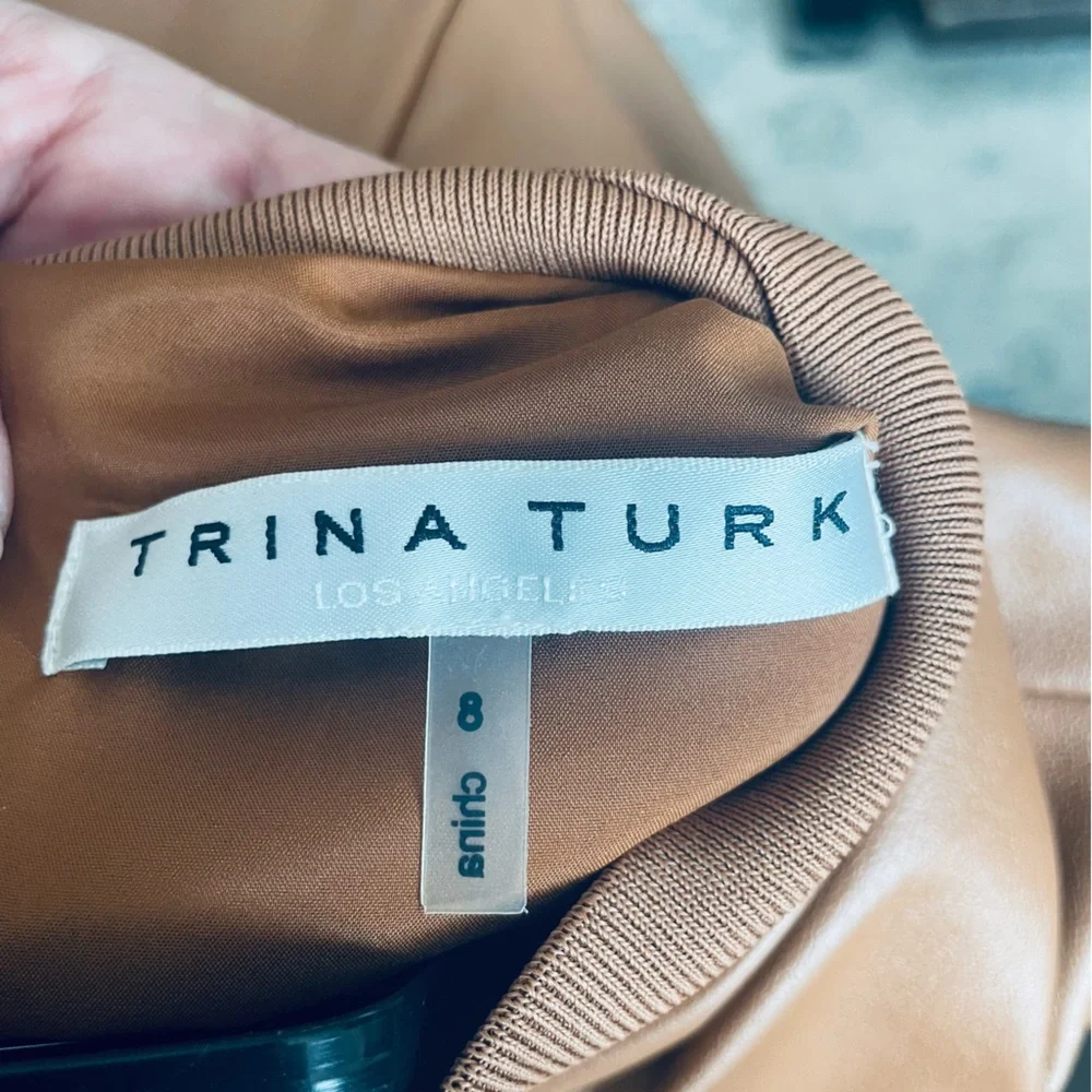 Trina Turk Wrigley brown faux leather dress size 8 - Picture 3 of 6